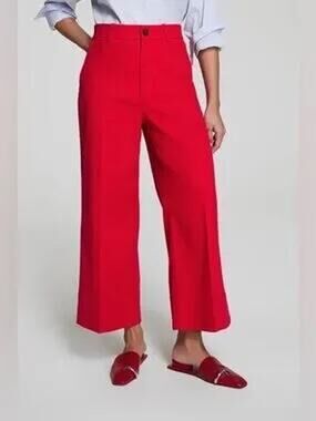 NWT Spanx SPANXsupersmooth Stretch Twill Cropped Wide Leg Pants 2.0 Red SP